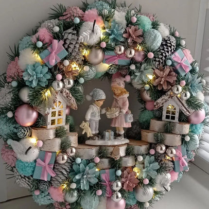 Guirnalda Navideña de Lujo 65 cm con Luces LED – Decoración para Puerta y Hogar