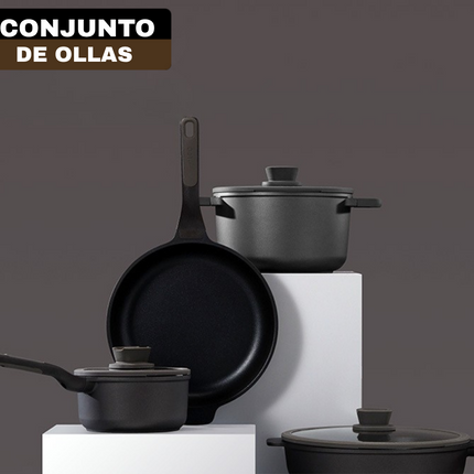 Conjunto Completo de Cocina con Triple Capa de Acero Inoxidable, Tapa de Vidrio y Tecnología Antiadherente