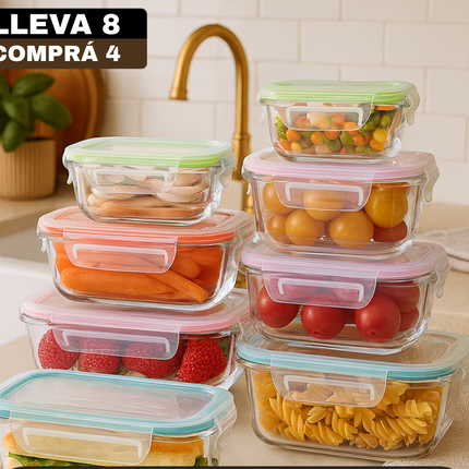 Set de Recipientes Herméticos de Vidrio Templado