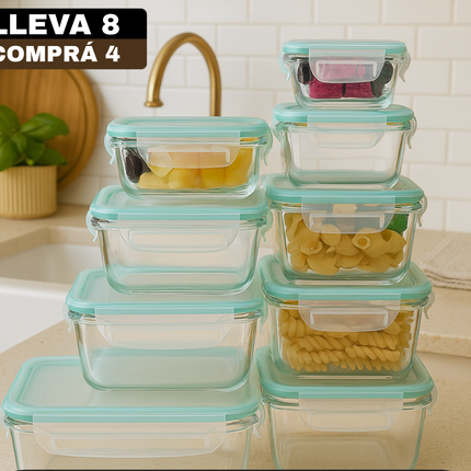 Set de Recipientes Herméticos de Vidrio Templado