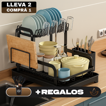 Escurridor 3 en 1 de Acero Inoxidable Multifuncional con Asas Plegables y Base Antideslizante