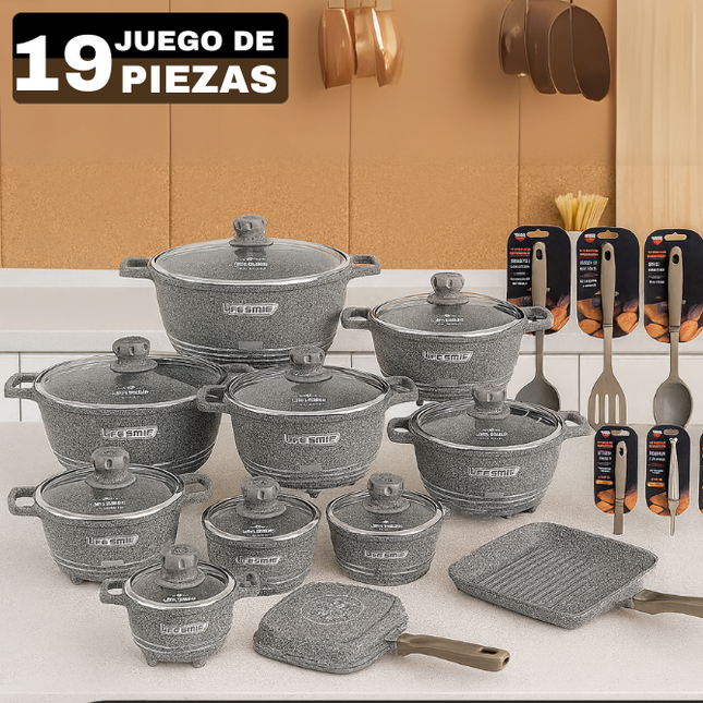 Conjunto de Ollas de Cerámica 19 Piezas Antiadherentes