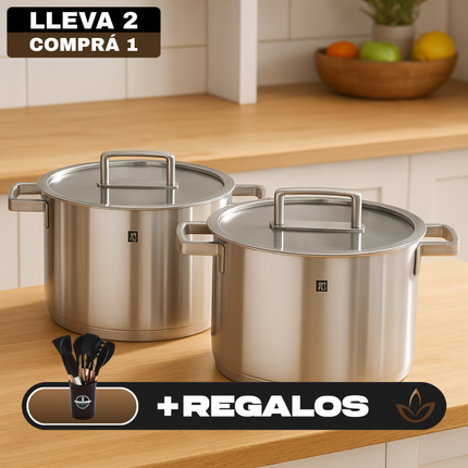 Olla Cocina Real en Acero Inoxidable Premium Antiadherente con Revestimiento Triplo