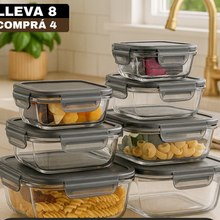 Set de Recipientes Herméticos de Vidrio Templado