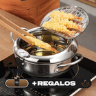 Fritadeira de Acero Inoxidable con Medidor de Temperatura y Escurridor Incorporado