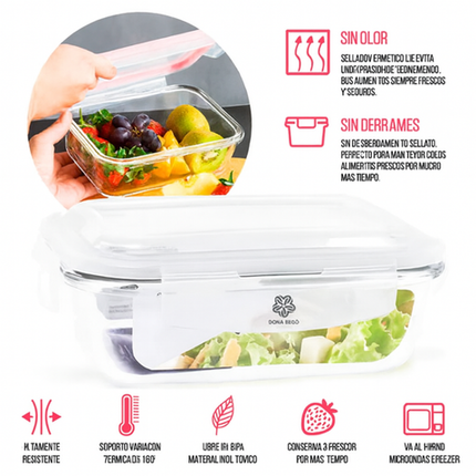 Set de Recipientes Herméticos de Vidrio Templado