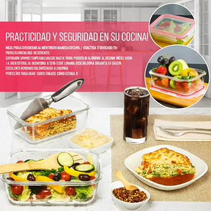 Set de Recipientes Herméticos de Vidrio Templado