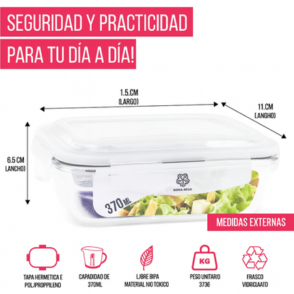 Set de Recipientes Herméticos de Vidrio Templado